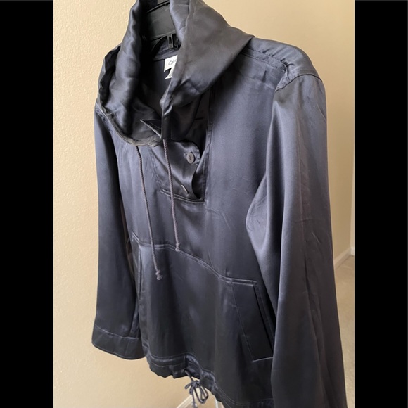Calvin Klein hoodie w drawstrings in silk grey blue 3 button inset front panel - Picture 2 of 6